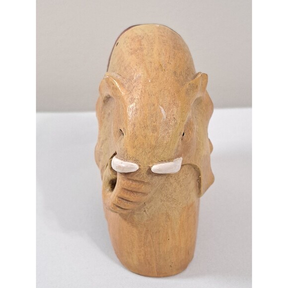 Hard Resin Elephant Figurine with Tribal Markings 4" X 4.5" - Picture 3 of 6